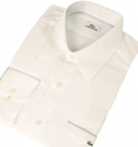 Lacoste White & Silver Long Sleeve Cotton Shirt - Slim Fit