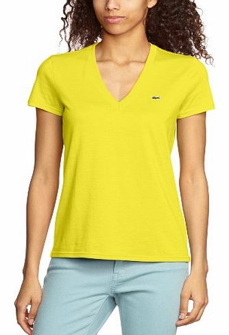 Women V-Neck 1/2 Sleeve T-Shirt - Yellow - Gelb (F8H CITRONNELLE) - 8