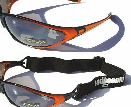 Ladgecom Orange Ladgecom All-Weather Sunglasses & Goggles with Head Strap for Cycling, Running & Ski 