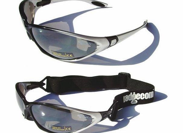 Ladgecom Silver Ladgecom All-Weather Sunglasses amp; Goggles with Head Strap for Cycling, Running amp; Ski Sports