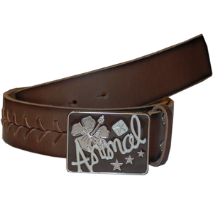 Ladies Animal Weave Husk Leather Belt. Brown