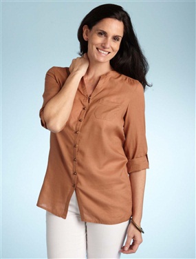 Blouse with Button-Tab Sleeves