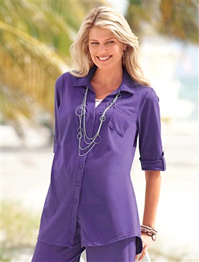 Ladies Blouse with Buttonless Collar