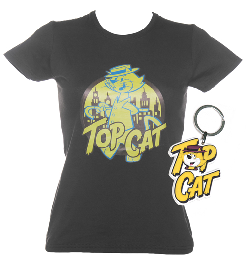 Charcoal Top Cat T-Shirt And Keyring Set