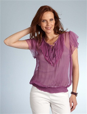 Crinkle-Effect Blouse with Decorative