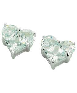 Ladies Ice Sterling Silver Heart Stud Earrings