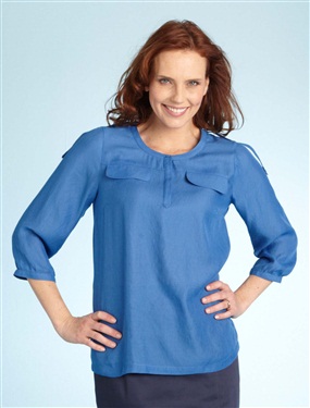 Ladies Oversized Blouse with Button Neckline