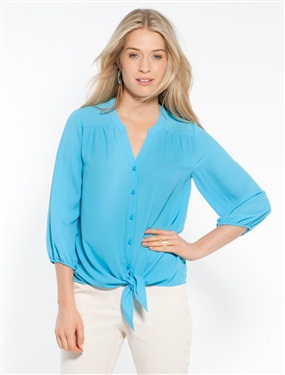 Plain Blouse with Bow Detail