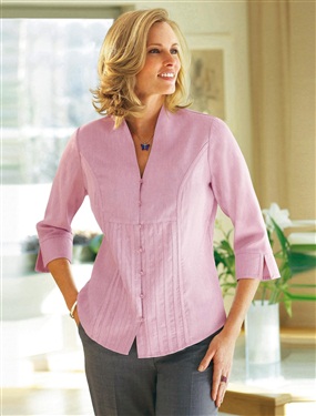 Ladies Pleat Front Marled Fabric Blouse