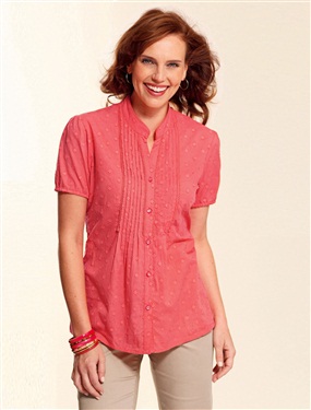 Ladies Pleated Front Blouse - Fuller Bust Fitting