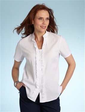 Ladies Round Neck Blouse with a V Frill