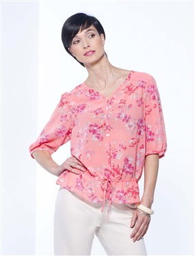 Ladies Shirt Blouse with Sweetheart Neckline