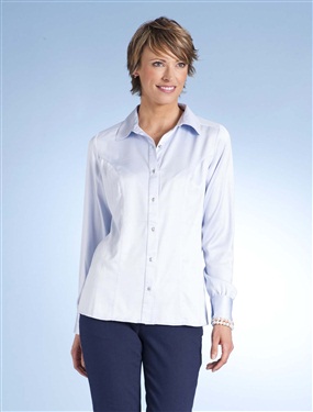 Ladies Shirt Style Blouse in Microfibre Fabric