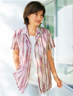 Ladies Stripe Print Shirt Blouse