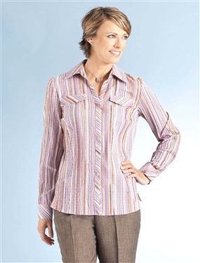 Ladies Striped Blouse - Fuller Bust Fitting