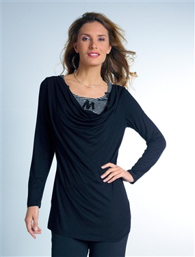 Stud Appliqu&eacute; Cowl Neckline T-Shirt