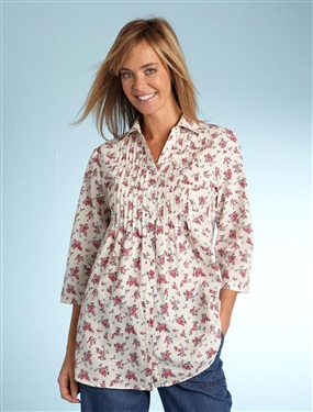 Ladies Tunic-Style Pleated Blouse