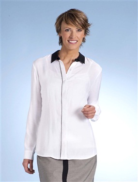 Ladies Two Tone Blouse with Shirt Collar