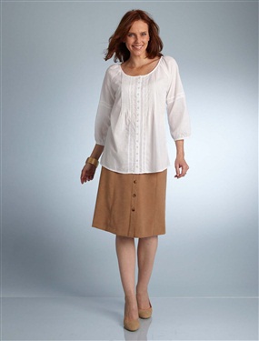 Ladies Voile Blouse with Broderie Anglaise Detail