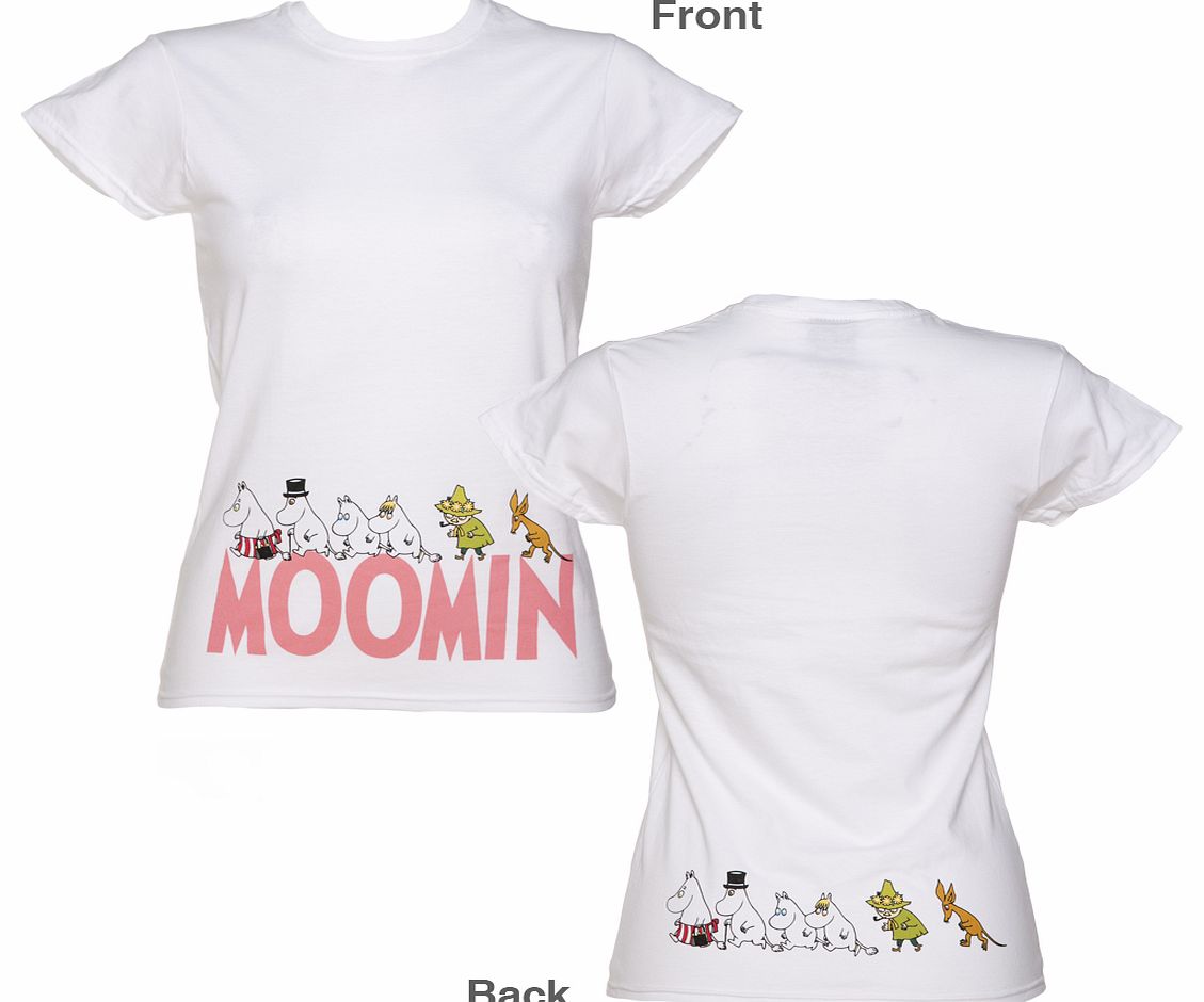 White Moomins Border Print T-Shirt