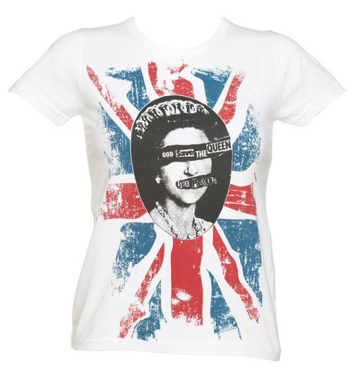 White Sex Pistols Union Jack Queen T-Shirt