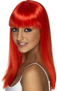 ladies Wig - Glamourama (Neon Red)