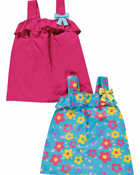 Pack Of Two Floral Bow and Frill Dresses