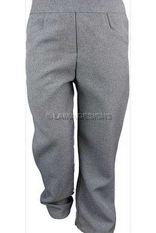 Laika Designs School Uniform Girls Pull Up Elasticated Trousers With Pockets Grey 11-12 Years