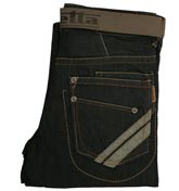 Coated Rinse Denim Straight Leg Jeans