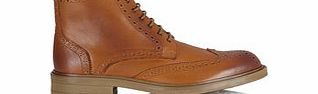 Lambretta Tan leather lace-up ankle boots