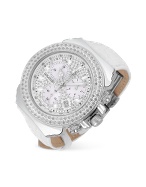 Lancaster Super Pillo White Croco Band Diamond Chronograph Watch