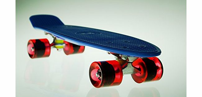 Land Cruiser CRUISER SKATEBOARD 22 INCH BLUE BOARD TRANSPARENT RED WHEELS