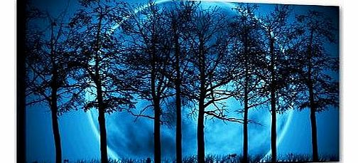 LARGE BLUE CANVAS PICTURE PRINT MODERN LANDSCAPE 34``x20`` mounted and ready to hang