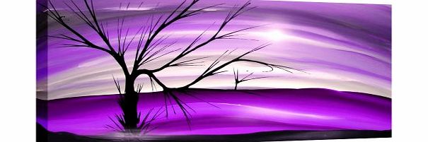LARGE MODERN LANDSCAPE PAINTING CANVAS PICTURE PURPLE TONES mounted and ready to hang 44 x 20 inches (113 x 52 cm)