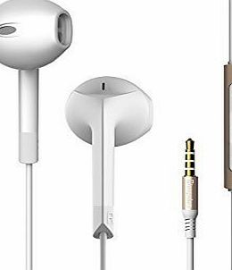 Langsdom E6 Genuine Edges Apple Style Earpods Premium Quality Sound and New Design Earphone with Microphone and Volume Control for IOS Device and Android Device (White)