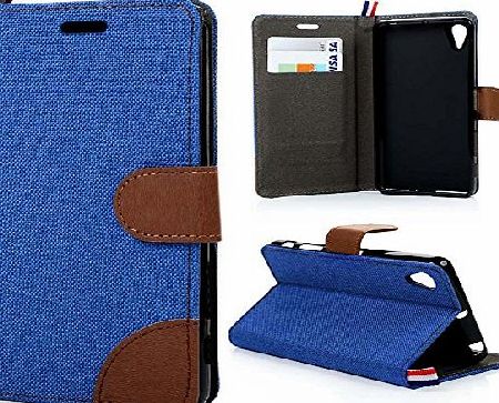 Lanveni Sony Xperia X Performance Case - Lanveni Premium PU Leather Flip Cover Bookstyle amp; Magnetic Closure amp; Fabric Design amp; Stand Function Protective Cover for Sony Xperia X Performance ,Blue