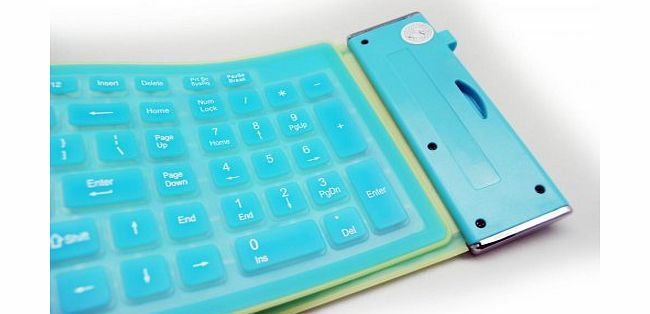 Laptronix FLEXIBLE FOLDABLE PORTABLE WATERPROOF ROLL-UP SILICONE BLUE MULTIMEDIA USB WIRED KEYBOARD FOR COMPAQ DESKTOP
