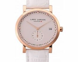 Lars Larsen Ladies Emma Rose Gold White Watch