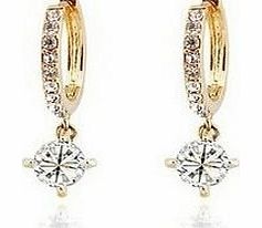 Laskey Swarovski Elements Sparkling Ladies Gold Loop Earrings made with Austrian Crystal For Women