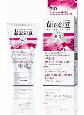 lavera  Faces 103101 Moisturising Cream 24-Hour for Dry Skin Organic Wild Rose 30 ml