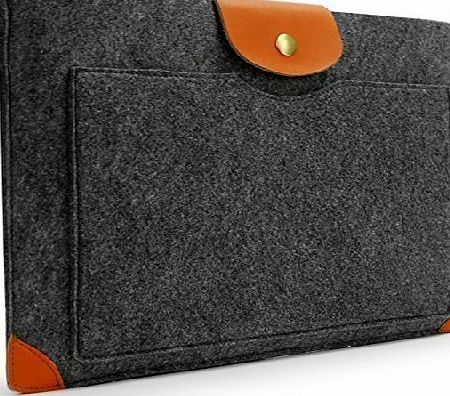 Lavievert Felt Sleeve Laptop Case with Brown Leather Bag for Apple 15 Macbook Pro Cover 15 Macbook Retina Pro Gray Sleeve