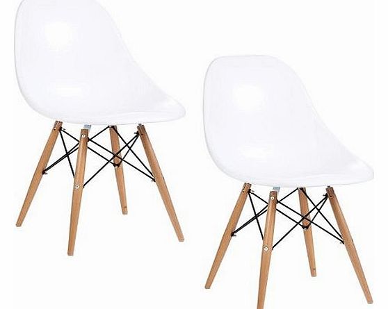 2 White Eames DSW Chairs White Eiffel Dining Lounge Chair - Contemporary Furniture