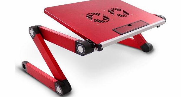 Lavolta DJ Laptop Stand Table Desk Tray with Cooling Pad for DJ Mixer Controller, Turntable Amplifier, Karaoke Machine, CD, MP3, MIDI Player - Red