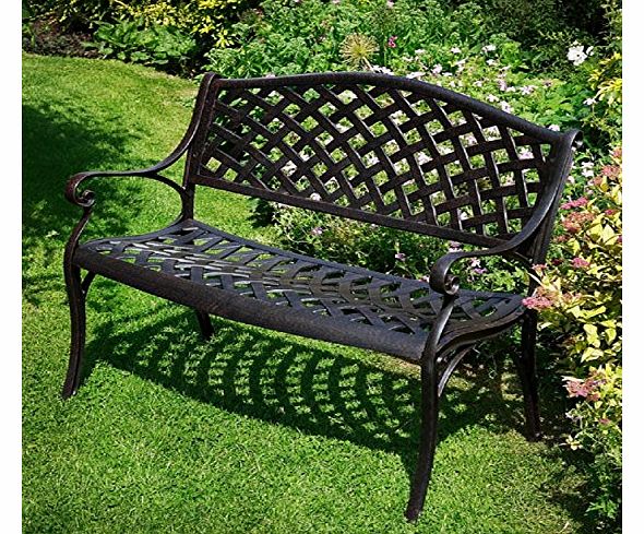 Lazy Susan Furniture - Jasmine Metal Garden Bench Antique Bronze