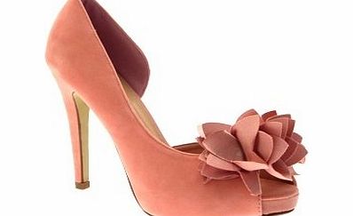 LD Outlet WOMENS FLOWER PASTEL PEEP TOE FAUX SUEDE PLATFORM OPEN SIDED STILETTO HEEL SHOES LADIES PINK SIZES 8