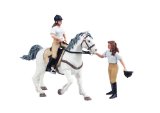 Exclusive to Amazon.co.uk. Le Toy Van - Papo Riding Set 2 Female Rider with Horse (White Horse with Saddle / Riding Girl / Horse Woman)