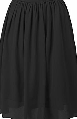 LE3NO Womens Flowy High Waist Retro Double Layer Chiffon Pleated Midi Skirt