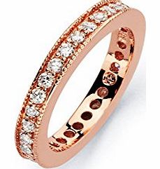 Leadoff 925 Sterling Silver Ladies Jewelry 925 Sterling Silver Ring Rose Gold Plated Eternity Band w/ Brill