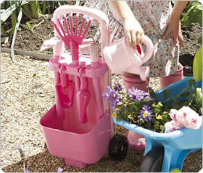Leapfrog Pink Rake and Hoe Trolley
