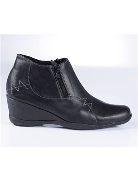 Leather Ankle Boots with Double Zip and 2inch Heel